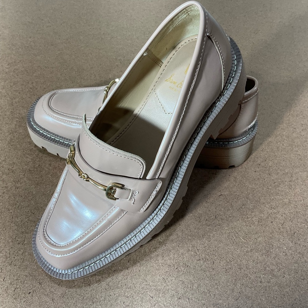 Sam Edelman Beige Loafers with Gold Detail